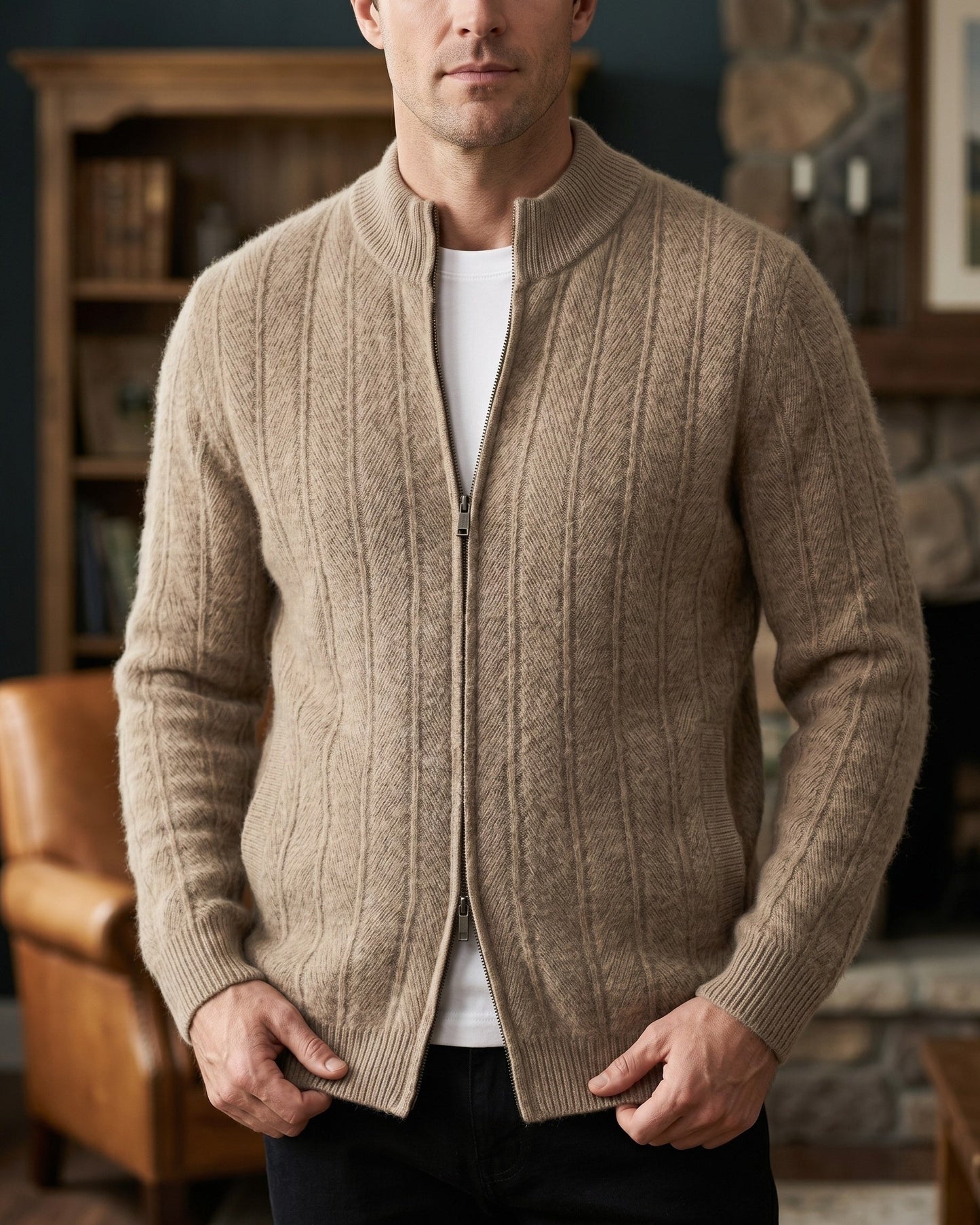 Serafino Cashmere Zip-Up Cardigan